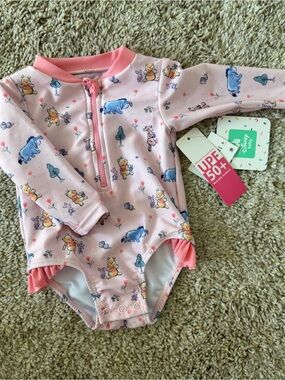 Disney Pink Winnie the Pooh Long-Sleeve One-Piece Swimsuit